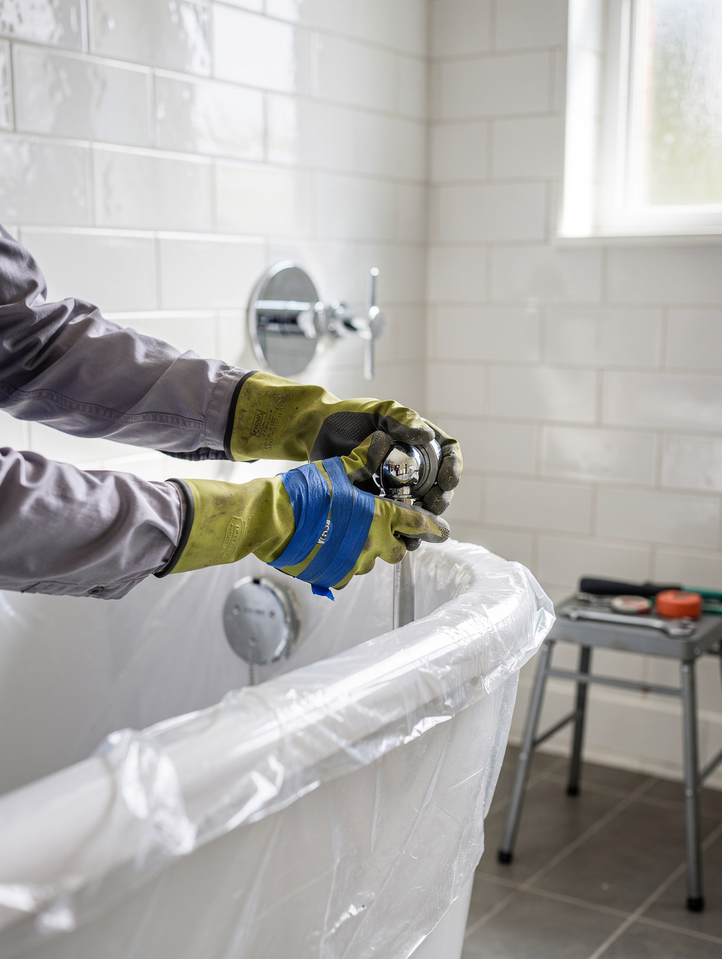 Clean shower valve repair